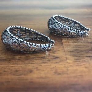 Vintage Sterling Silver Swirl Hoop Earrings